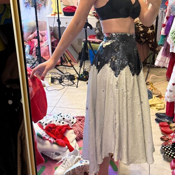 Batsheva rare : Black and white sequin skirt size 2-4 : XS - Picture 3 of 7